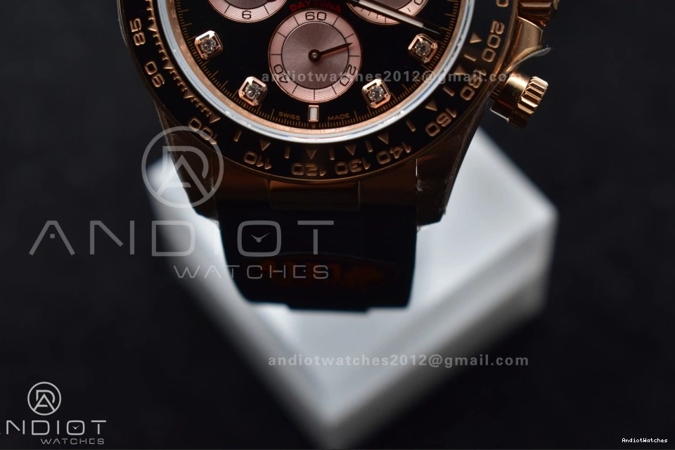 WaterResistant 1:1 Best V6 Diamonds Daytona SH4131 Edition (Weighted) RG QF Strap 801 on Dial 126515 Oysterflex Black 0711